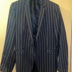 Ben Sherman black jacket with white/lime green pin stripes, large